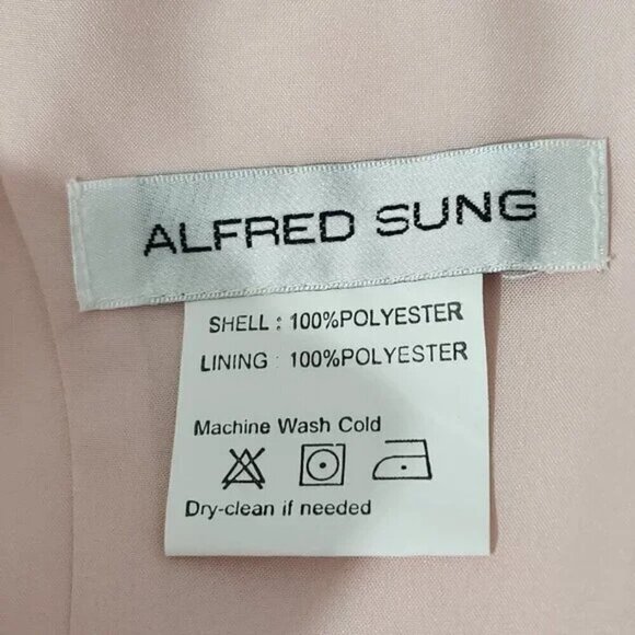 2/$50 Alfred Sung Draped Faux Wrap Sateen Cocktail Dress w/ Pockets Size 10R - Picture 5 of 8